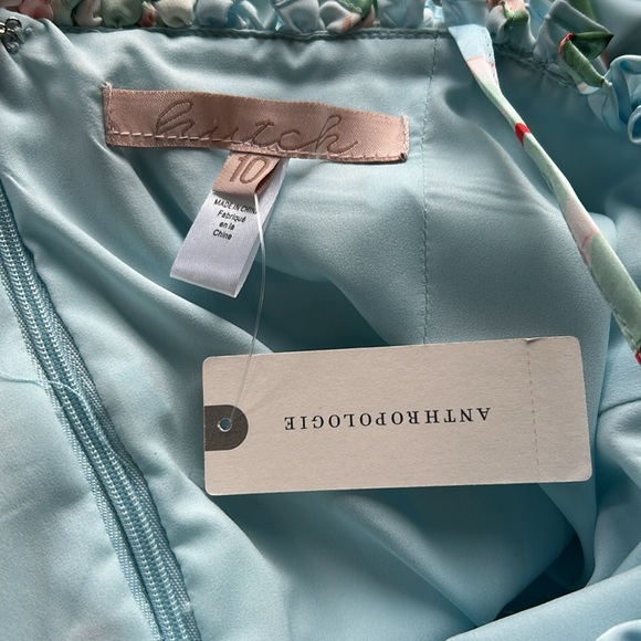 Anthropologie Hutch Ruched Jumpsuit Light Blue Tropical Sz 10 NEW - Picture 13 of 16